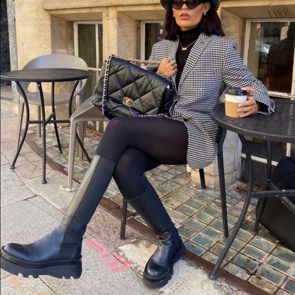 Zara Black Lug Sole Boots NWT - Picture 6 of 16